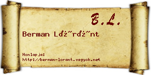 Berman Lóránt névjegykártya